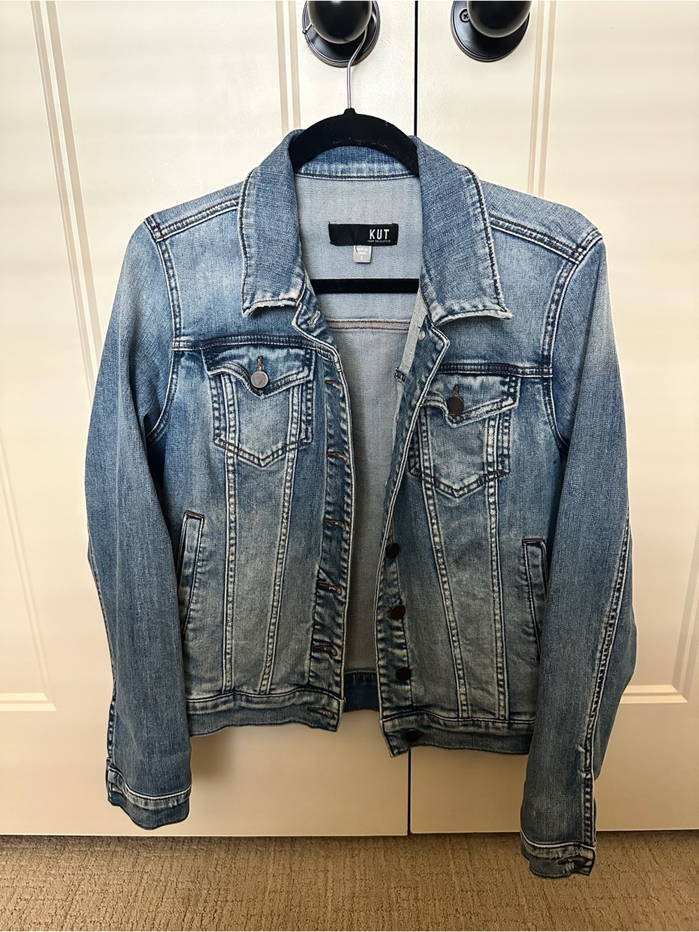 Kut From The Kloth Womens Denim Jean Jacket Small Blue Light Wash Boho